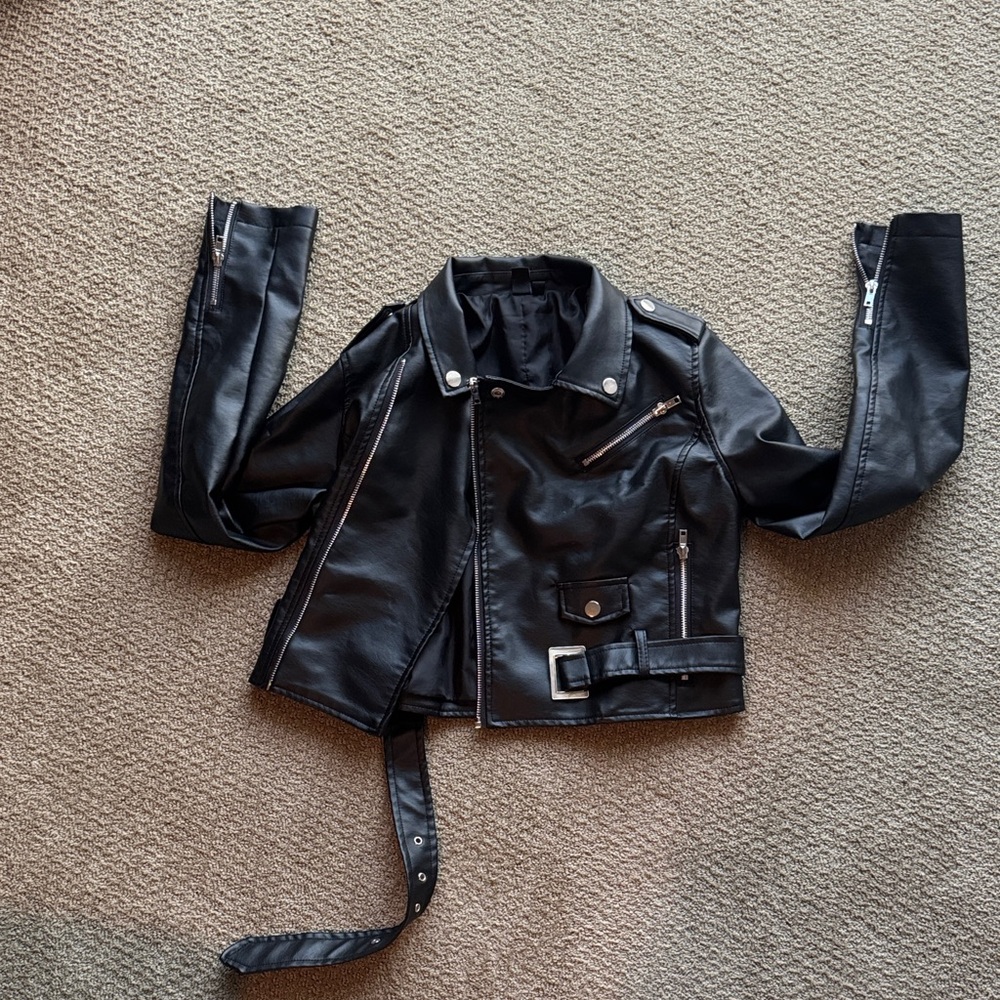 Black Faux Leather Moto Jacket